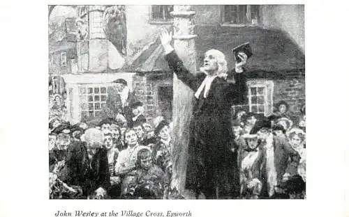 John Wesley at the Village Cross, Epworth pictorial card