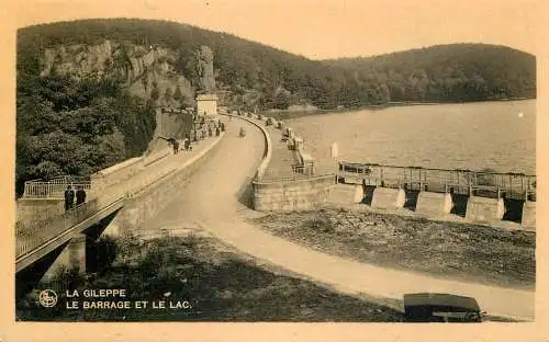 Postcard Belgium Gileppe dam and lake