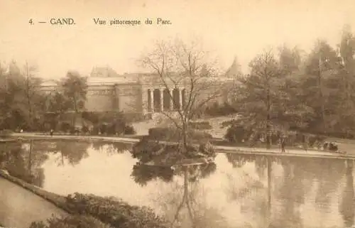 Postcard Belgium Gand park view