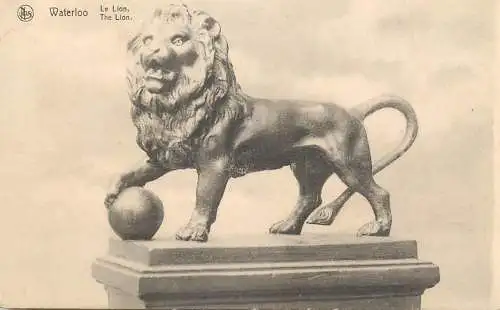 Postcard Belgium Waterloo the lion statue