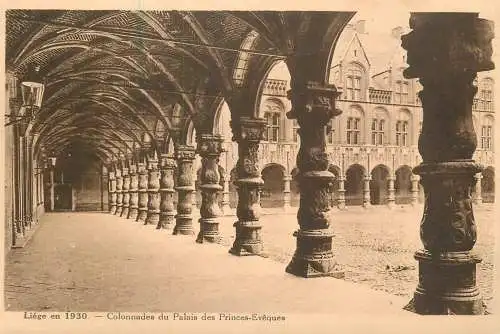 Postcard Belgium Liege 1930 colonnades du Palais des princes eveques