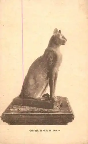 Postcard Belgium sculpture of a cat in bronze