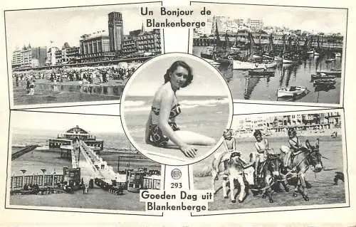 Postcard Belgium bonjour de Blankenberge sailboat pier