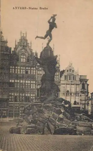 Postcard Belgium Anvers statue Brabo