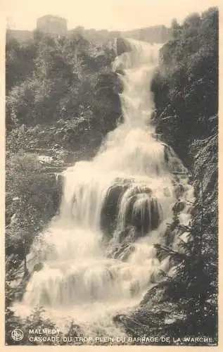 Postcard Belgium Malmedy cascade du Trop Plein du Barrage de la Warche