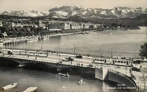 Switzerland Zurich Utoquai und Quaibrucke tramway