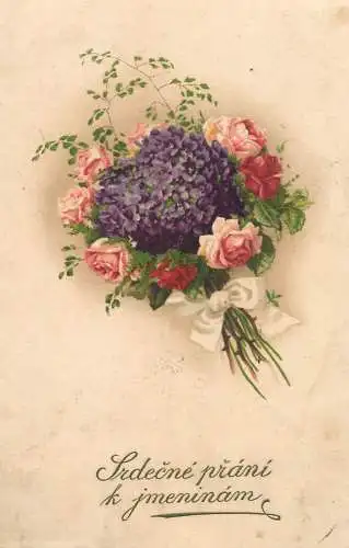 Postcard flowers lilac rose bouquet