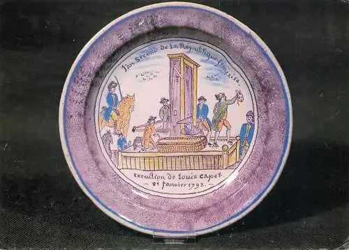 Postcard fine arts faience plate execution of Louis XVI France