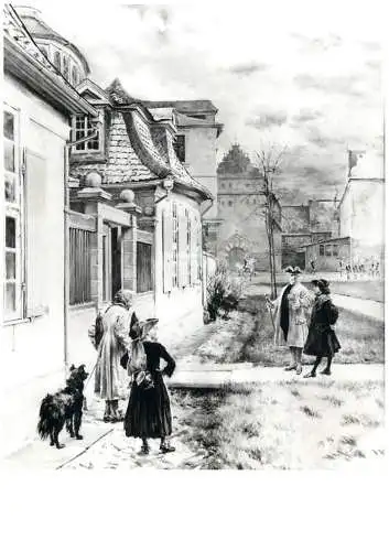 Postcard fine arts August Bibliothek Wolfenshotel Friedrich Werner