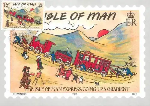 Postcard advertising Isle of Man Express train