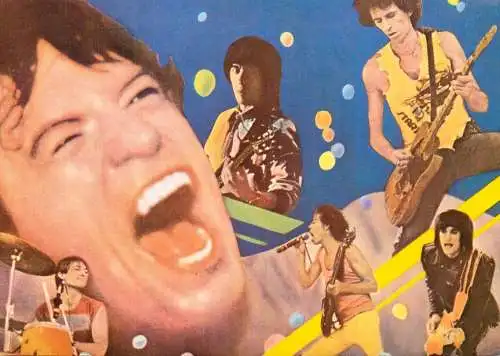 Postcard advertising musicians Rolling Stones