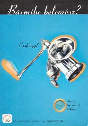 Postcard advertising Hungary meat grinder
