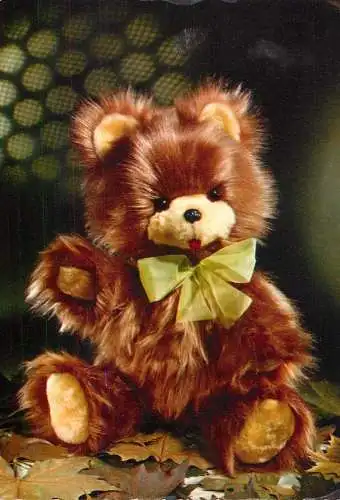 Postcard animals bear toy bowtie