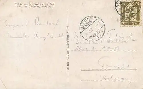 Luxembourg Entree des Wehrschlummschluff Route de Grundhof Berdorf