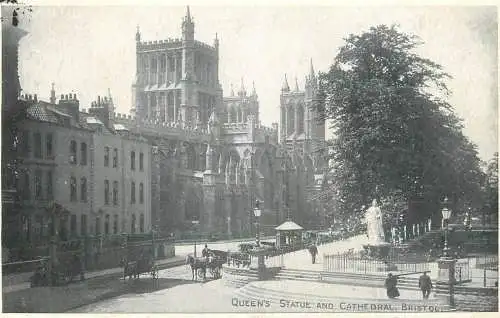England Bristol Queen's Statue & Cathedral
