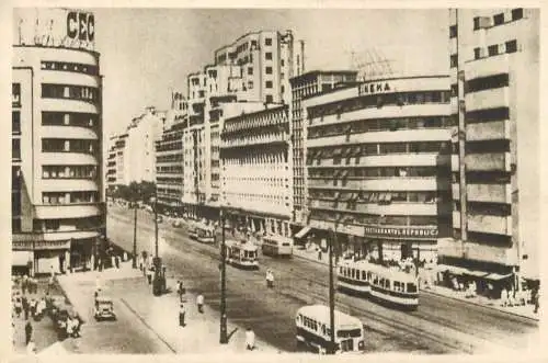 Romania Bucuresti tramvai aspect de pe bd-ul g-ral Magheru
