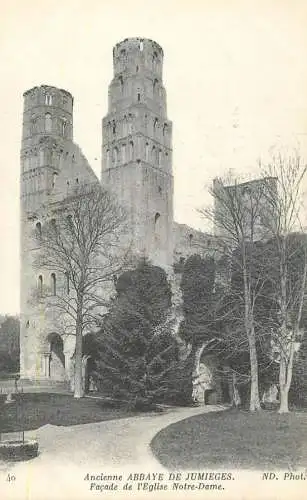 France Ancienne Abbaye de Jumiegs Facade de l'Eglise Notre Dame