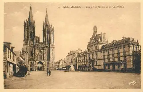 France Coutances Place de la Mairie & la Cathedrale