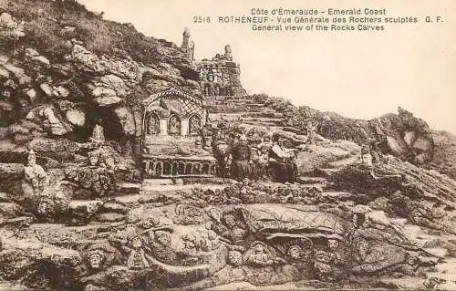 France Cote d'Emeraude Rotheneuf vue generale des Rochers sculptes
