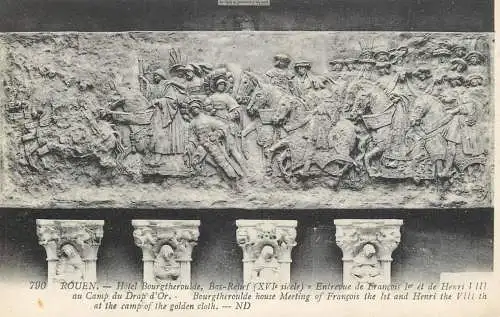 France Rouen Hotel Bourgtheroulde Bas-relief Meeting of Francois I & Henri VIII at the camp of golden cloth