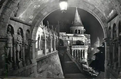 Hungary Budapest Fisher's Bastion Halaszbastya night view