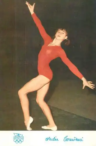 Postcard Romania famous gimnast Nadia Comaneci