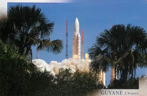 Postcard rocket Ariane 5 GS take off from Guyane Space Center 2009