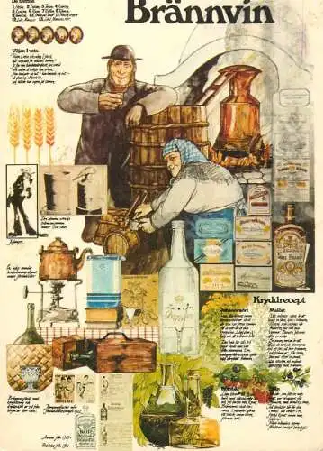 Postcard advertising Brannvin wine production