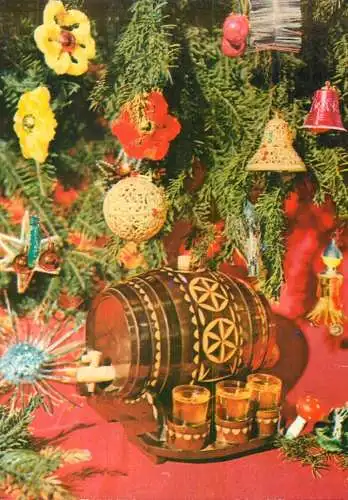 Postard holiday Christmas keg