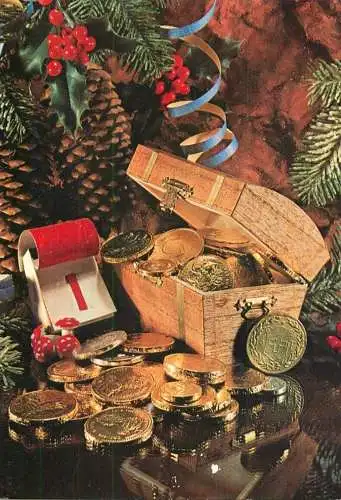 Postard holiday new year gold coin case