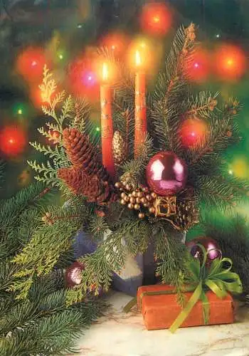 Postard holiday new year Romania traditions candle gifts