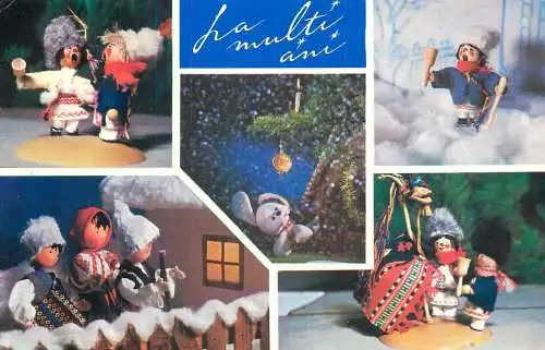 Postard holiday new year Romania traditions dolls