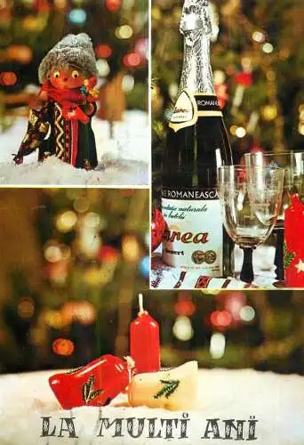 Postard holiday New Year Romania champagne glass Zarea