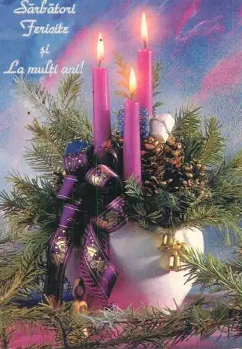 Postard holiday Christmas Romania happy holidays candle