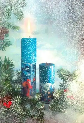 Postard holiday Christmas candle tree