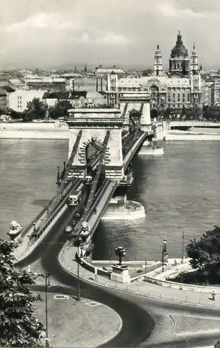 Hungary Budapest Lanchid Chain Bridge general view