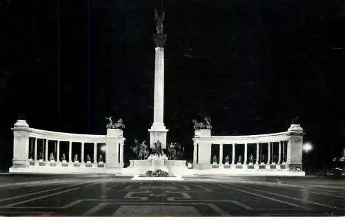 Hungary Budapest Millennium monument nocturnal view