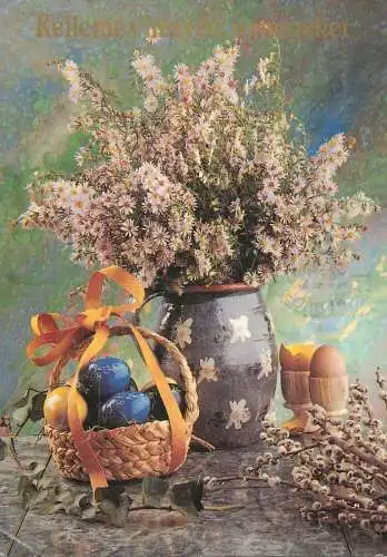 Postcard holiday Easter egg baske