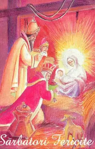 Postcard holiday Christmas Romania nativity