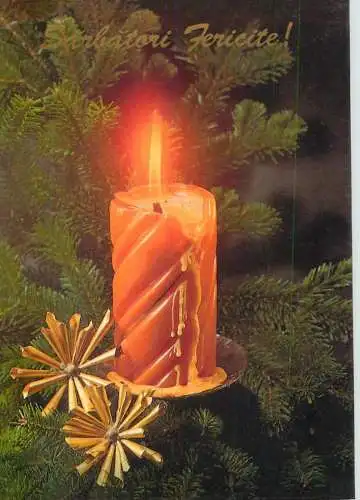 Postcard holiday Christmas scene candle Romania