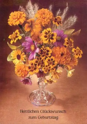 Postcard holiday flower herzlichen Gluckwunsch zum Geburtstag