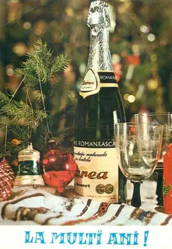 Postcard holiday New Year Christmas Romania champagne Zarea