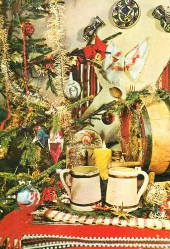 Postcard holiday New Year Christmas Romania bottles traditional motives