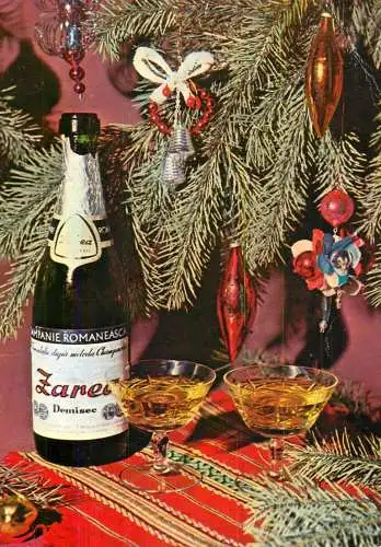 Postcard holiday New Year Christmas Romania Zarea champagne