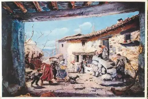 Postcard painting Pesebre Olotense
