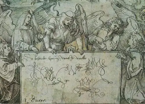 Postcard fine arts painting A. Durer Engelsmesse Ausschnitt Rennes museum