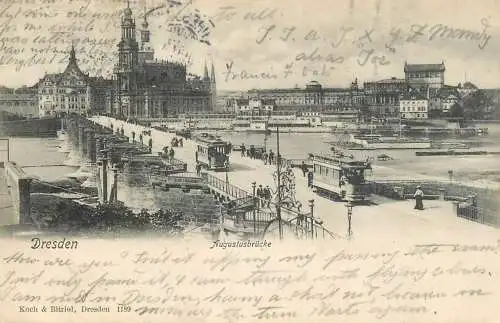 Germany Dresden Augustusbrucke tramway
