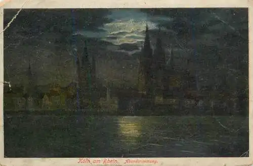 Germany Koln am Rhein Abendstimmung