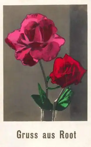 Holiday postcard flower Gruss aus Root
