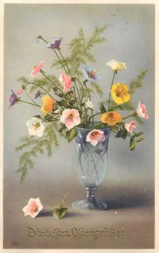 Holiday postcard flower vase